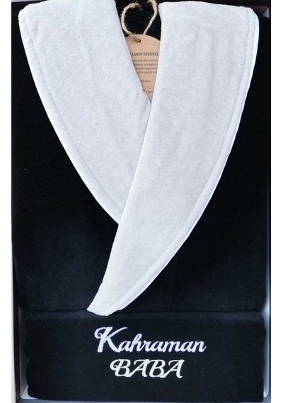 Kahraman Baba Siyah Bornoz Seti Xl Siyah