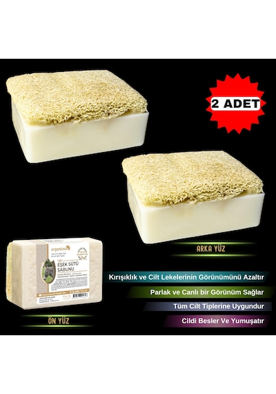 Organicsun Doğal Kabak Lifli Eşek Sütü Sabunu 2 x 120 G