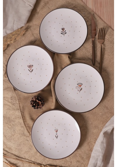 Keramika Sunset Flowers Pasta Tabağı 20 Cm 4 Adet 23964-65-66-67 Çok Renkli