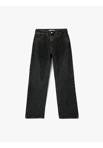 Koton Düğmeli Cepli Pamuklu Normal Bel Düz Paça Taşlı Jean Pantolon - Straight Fit Jean Siyah 7wal40037md Koton Düğmeli Cepli Pamuklu Normal Bel Düz Paça Taşlı Jean Pantolon - Straight Fit Jean Siyah 7wal40037md