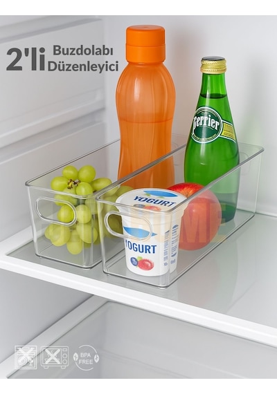 Jet's Home 2'li Buzdolabı İçi Düzenleyici Saklama Organizeri Bpa Free Düzenleyici Darbeye Dayanıklı 29x11x9 Cm Şeffaf