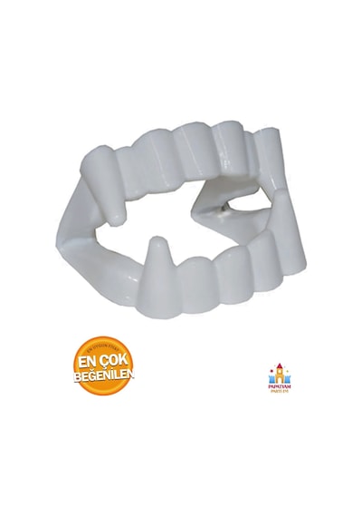 Vampir Dişi Takma Set - Beyaz Renk, Çift Damaklı, Oyuncak Plastik Şaka Dişi - 2 Adetlik Paket Tüm Yaşlar