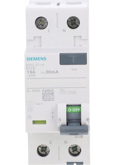 Siemens 16a 30ma Tip A 2p Kaçak Akım Koruma Rölesi,5sv3311-6