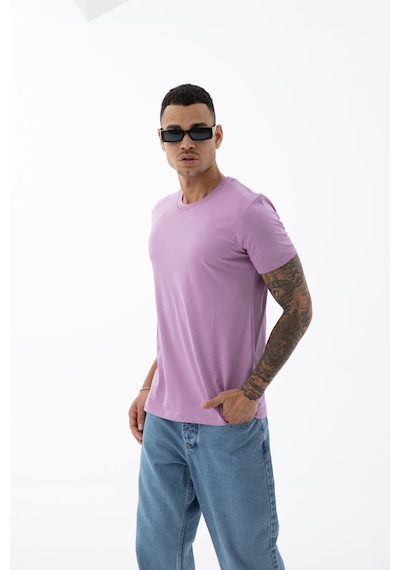 Erkek Pamuklu Kumaş Regular Fit Kesim Bisiklet Yaka T-shirt