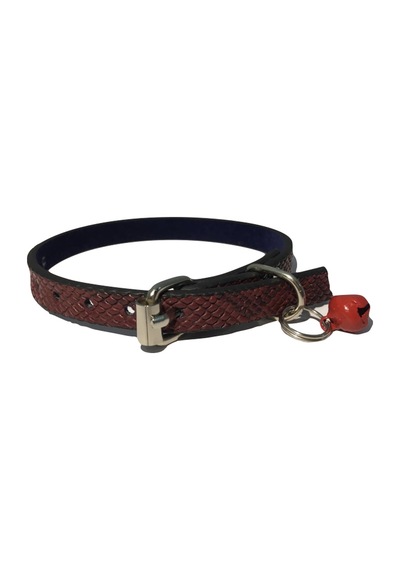 Bordo Renk Kendinden Desenli Derili 1 CM Metal Kilit Tokalı Zilli