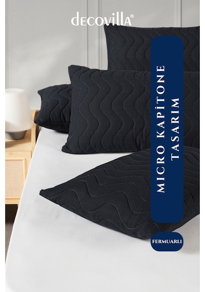 Micro Kapitone Yastık Alezi Sıvı Geçirmez 4 Lü Set Yastık Koruyucu 50x70 Antrasit