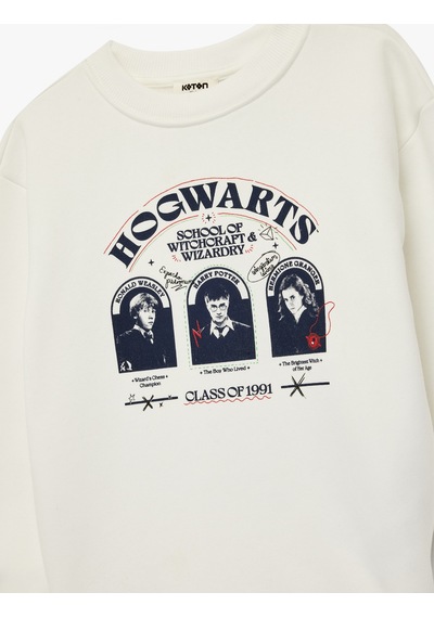 Koton Lisanslı Harry Potter Baskılı Uzun Kollu Bisiklet Yaka Sweatshirt Ekru 6wkb10441tk