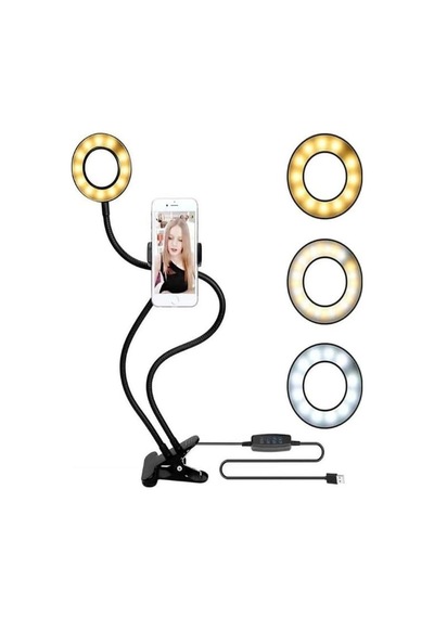 Led Ring Light Youtuber Light Stüdyo Işığı Akrobat Selfie Led Masa Lambası 3 İn 1 Set