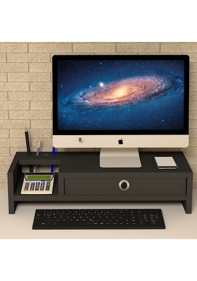 Emkawood Mira Monitör Yükseltici Laptop Sehpası Siyah