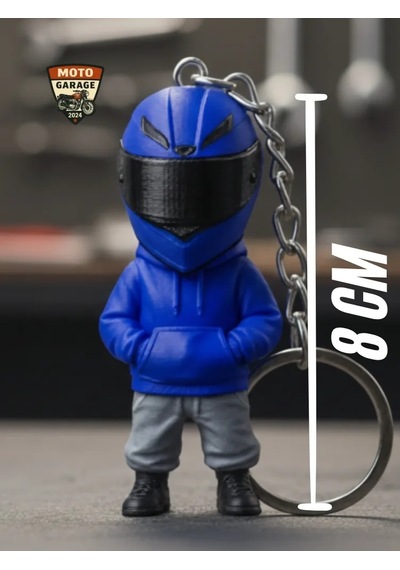 Lacivert Motorcu Anahtarlık - 3d Baskı Moto Figürü