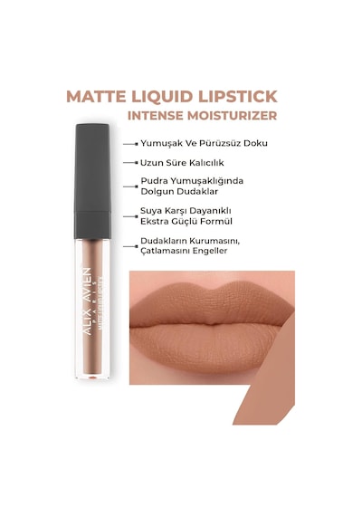 Uzun Süre Kalıcı Kadifemsi Kuruma Yapmayan Mat Likit Ruj Matte Liquid Lipstick 507 Dark Dusty Pink Çok Renkli