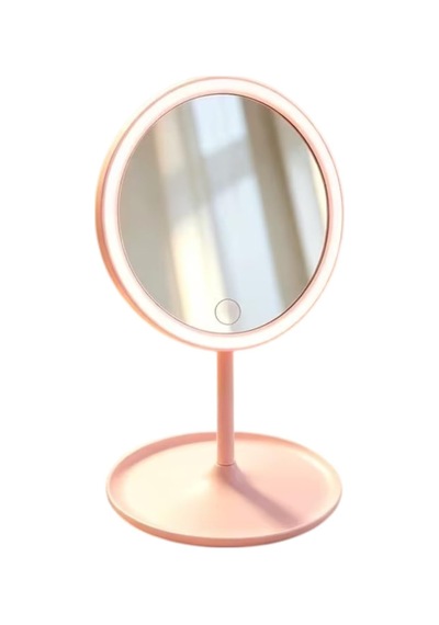 Led Işıklı Makyaj Aynası, 3 Farklı Işık Modu, 360 Derece Döndürülebilir, Dokunmatik Tuşlu Oval Pembe Belirtilmemiş