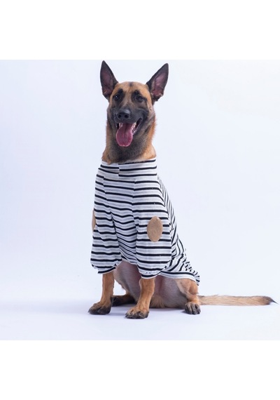 Siyah Marseille Orta-büyük Irk Çizgili Köpek Sweati Köpek Kıyafeti Siyah Marseille Orta-büyük Irk Çizgili Köpek Sweati Köpek Kıyafeti
