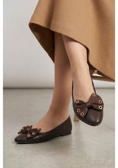 Papuçcity Fendi 03416 Kadın Günlük Fiyonklu Babet Kahve