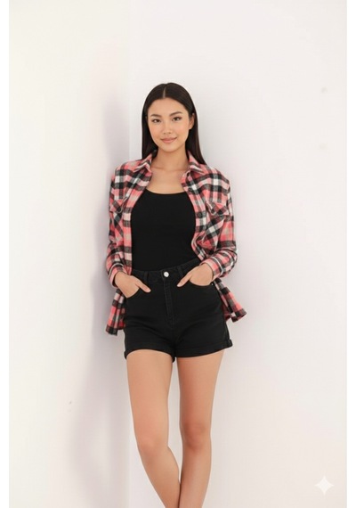 Polologin Butik Pembe Ekose Gömlek Ceket - Rahat Ve Şık Bej