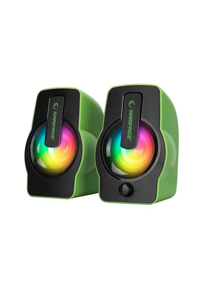 Yeşil - Rgb Işıklı 1+1 Hoparlör Speakaer Set Usb Kablo 2.0 Multimedya - 6w Bx40