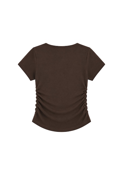 Vadon 1006 Kadın Pamuklu Kare Yaka Yan Büzgü Detaylı Basic Crop T-shirt Bluz Kahverengi Vadon 1006 Kadın Pamuklu Kare Yaka Yan Büzgü Detaylı Basic Crop T-shirt Bluz Kahverengi