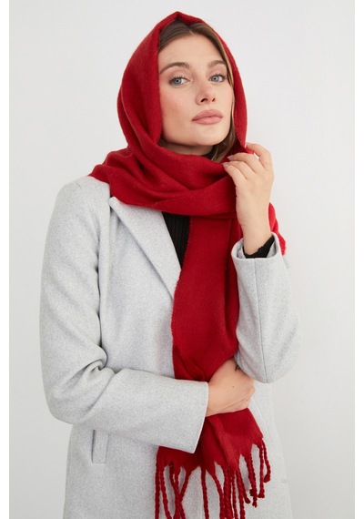 Fullamoda Basic Püsküllü Şal Kırmızı