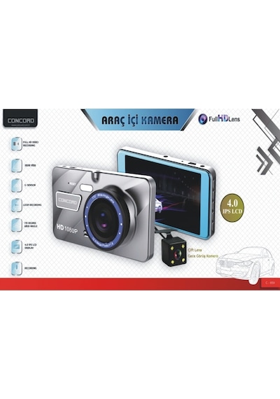 Concord C-659 Araç Kamera 12Mp 4.0" Ips 2 Kamera Gece Çekim N11.567
