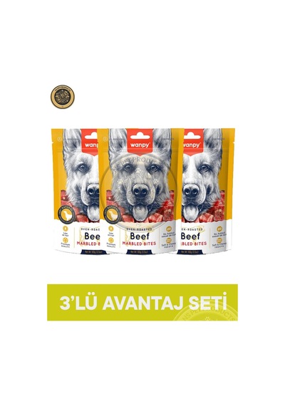 Wanpy Beef Marbled Bites Köpek Ödülü 100 Gr X 3