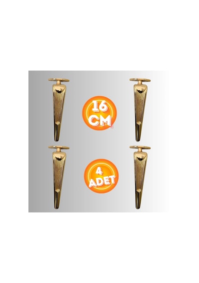 16 Cm Metal Klas Koltuk Ayağı Mobilya Ayağı Ünite Ayağı Konsol Ayağı Puf Berjer Ayağı 4 Adet Gold