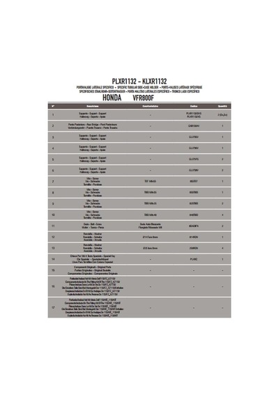 Gıvı Plxr1132 Honda Vfr 800 F 14-20 Yan Çanta Taşıyıcı Tek Renk
