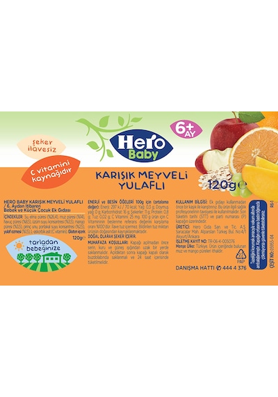 Hero Baby Karışık Meyveli Yulaflı Kavanoz Mama 120 GR
