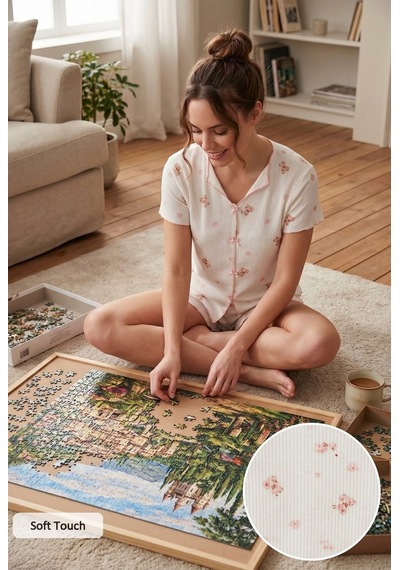 Lela Bayan Pijama Takımı 65770837 Beyaz-pembe
