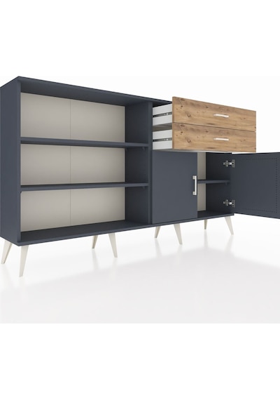 Arges Konsol 3 Raflı 2 Çekmeceli 2 Kapaklı 176x30x99 Antrasit-ant Antrasit-antrasit/çam Arges Konsol 3 Raflı 2 Çekmeceli 2 Kapaklı 176x30x99 Antrasit-ant Antrasit-antrasit/çam