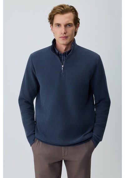 Morven Erkek Lacivert Fermuarlı Bato Yaka Dynamic Fit Sweatshirt 27ks063003200 Lacivert