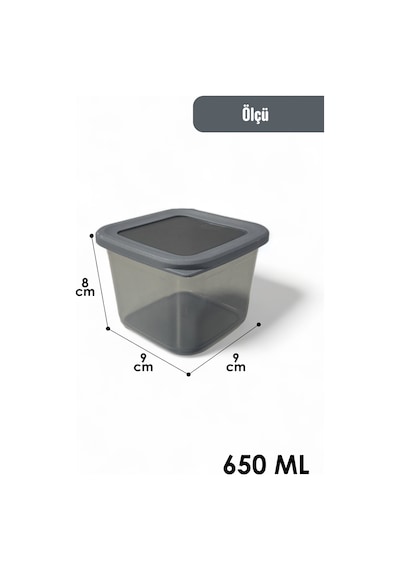 İronika 12'li Sızdırmaz Kapaklı 650 Ml Sosluk Buzluk Kabı Et Tavuk Suyu Ezme Kışlık Hazırlık Kabı Antrasit