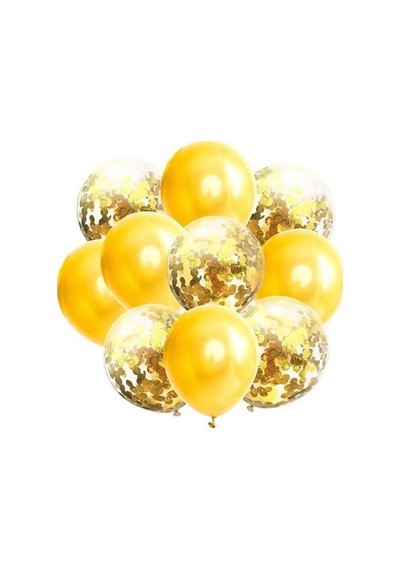 Metalik Sarı Gold Konfetili Balon Sarı