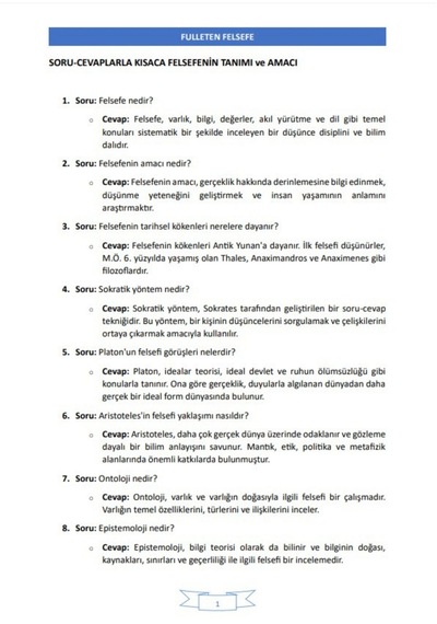 Yapay Zeka İle Tyt Felsefe Güncel Müfredat