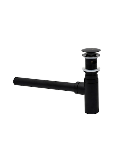 T Lavabo Sifonu + Pop-up Pirinç Siyah