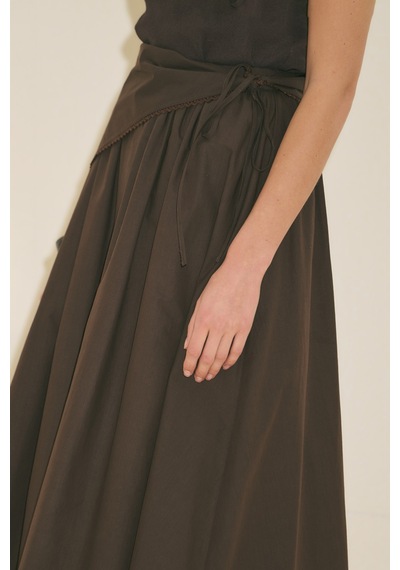 Manuka Önü Düğmeli Poplin Etek Kahverengi Ss26etk00001-122 Kahverengi