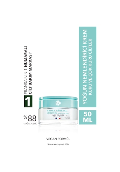 Yves Rocher Çok Kuru Cilt, Aloe Vera&üre&shea, Yoğun Krem-hydra Vegetal Bitkisel Nemlendirici Bakım-50ml
