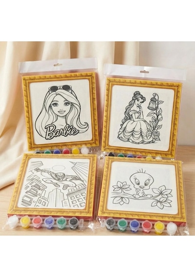 Mini Tuval Çocuk Boyama Seti 20x20 Cm - Akrilik Boya Ve Fırçalı Eğlenceli Çocuk Aktivite Seti