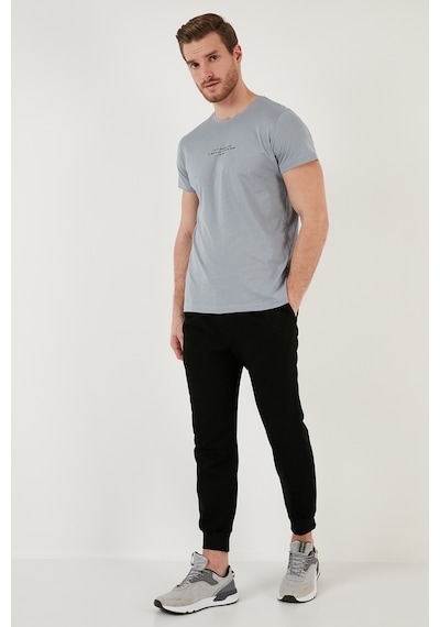 Buratti Pamuklu Slim Fit Bisiklet Yaka Erkek T Shirt 541Ifit Açık Gri