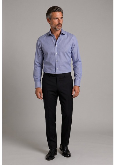 Bisse Lacivert Regular Fit Pamuk Cepsiz Uzun Yaka Gömlek Gmczg252080 C39