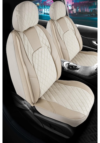 Fiat Egea Station Wagon Deri Detaylı Oto Koltuk Kılıfı Chester Serisi Bej