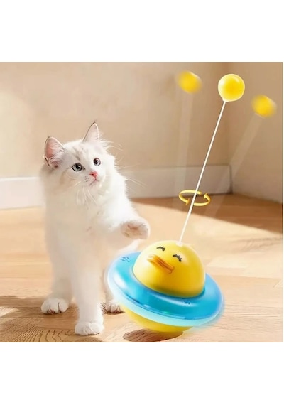Mavi Kullanıma Uygun Ufo Şekilli Ördek Kedi Oyuncağı