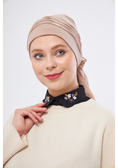 Hürrem Bone Siyah Gömlek Yakalı Boyunluk Terikoton Nakışlı Çiçek Desenli 1023 01