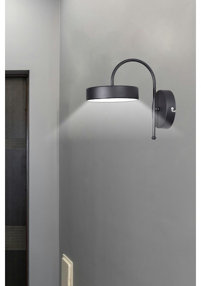 Jodi Modern Siyah Renk Beyaz Işıklı Ledli Banyo Mutfak Salon Ledli Duvar Aplik Pilli Değildir Siyah Siyah