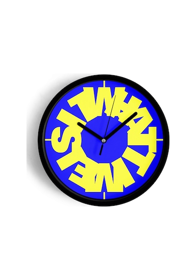 Modern Yazılı Tasarım - What Time Is It Duvar Saati - 25cm - Önü Camlı Siyah Kasa-jh0040 Siyah