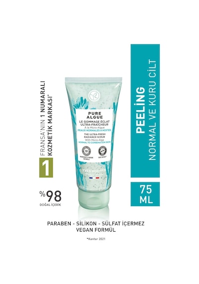 Yves Rocher Normal ve Kuru Ciltler İçin Pure Algue Prebiyotik Yüz Peelingi 75 ML