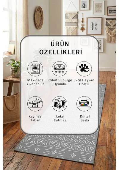 Yıkanabilir Yolluk 37 Gri