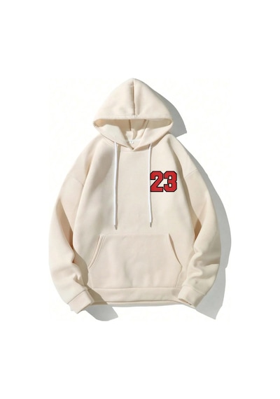 California 23 Baskılı Oversize Sweatshirt Bej