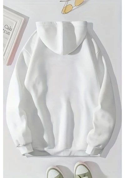 Uyguntarz Mooooody Baskılı Unisex Oversize Sweatshirt beyaz