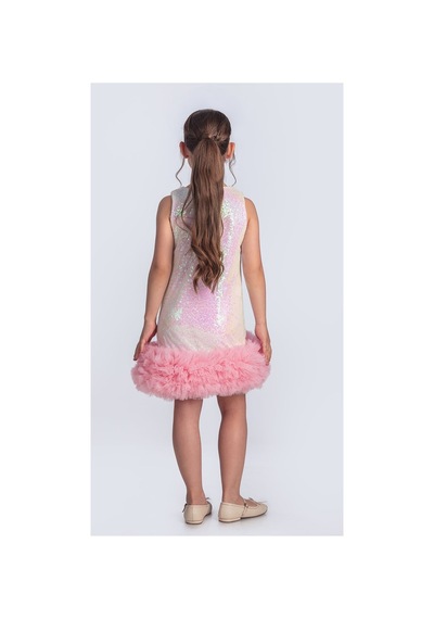 Mnk Baby & Kids Pul Payet İfestos Taçlı Tütü Çocuk Özel Gün Abiye M00743 Ekru