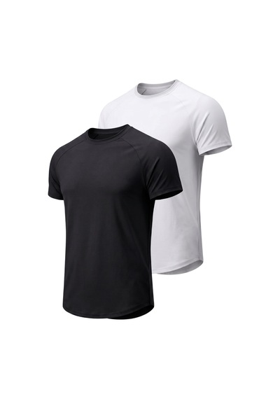 Genius Store 2'li Paket Erkek Spor Tişört Pamuklu Esnek Günlük Kullanıma Uygun Premium Rahat Kalıpt-shirt Siyah - Beyaz